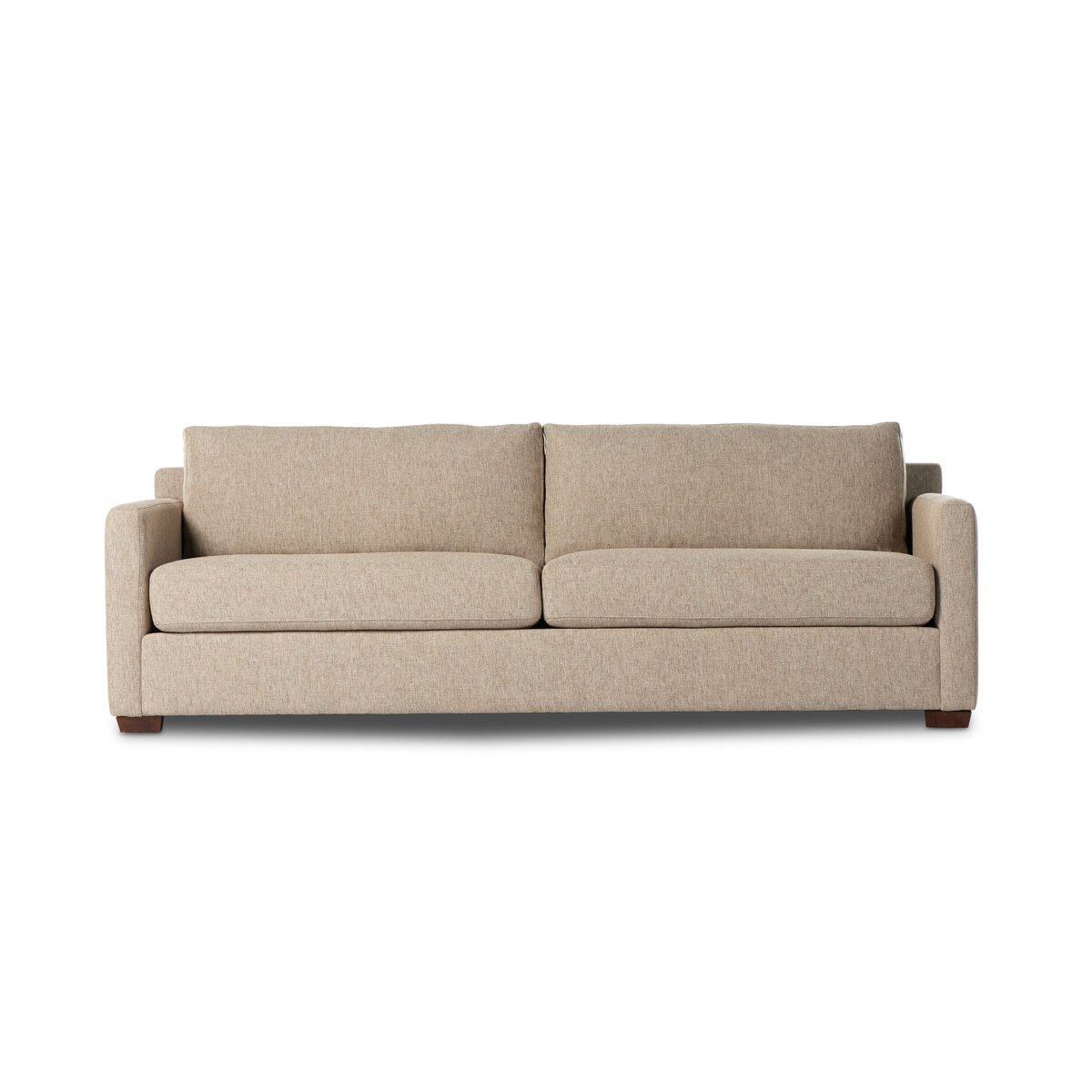 American made Hampton Sofa with clean track arms, PFAS-free performance fabric and plush feather filling.