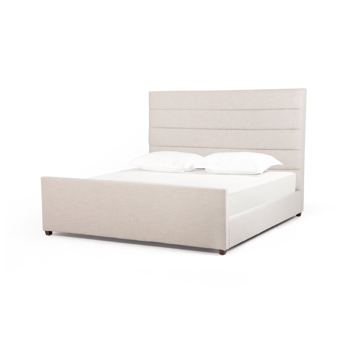 The Daphne Bed with horizontal channeling and luxurious high-performance upholstery in textured ivory finish.